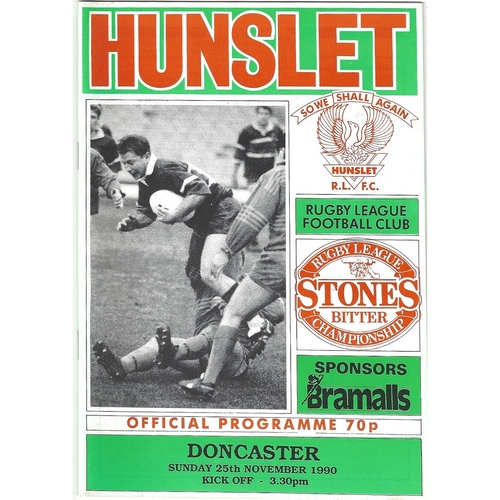1990/91 Hunslet v Doncaster Rugby League programme