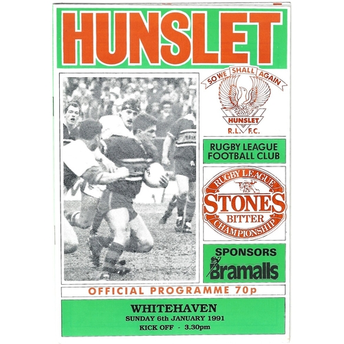 1990/91 Hunslet v Whitehaven Rugby League programme