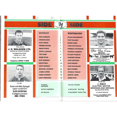 1990/91 Hunslet v Whitehaven Rugby League programme