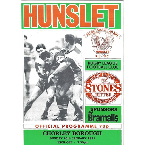 1990/91 Hunslet v Chorley Borough Rugby League programme