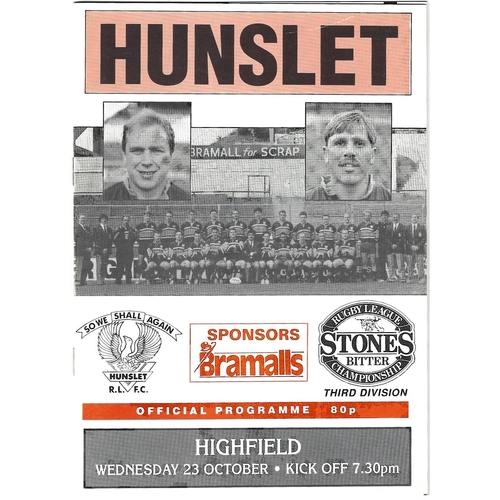 Runcorn Highfield Away Rugby League Programmes