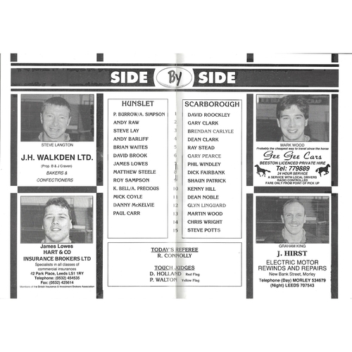 1991/92 Hunslet v Scarborough Pirates Rugby League programme