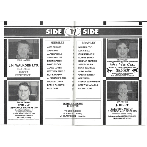 1991/92 Hunslet v Bramley Rugby League programme