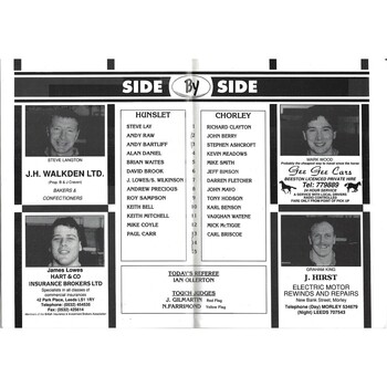 1991/92 Hunslet v Chorley Borough Rugby League programme