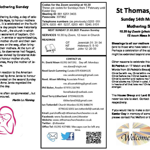 Pew Sheet | The Parish of St Thomas, Exeter