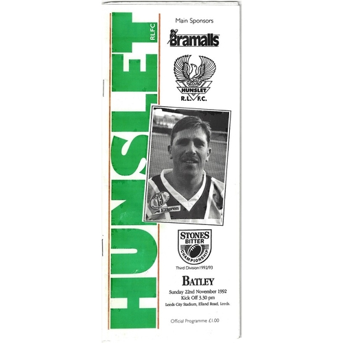 1992/93 Hunslet v Batley Rugby League programme