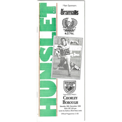 1992/93 Hunslet v Chorley Borough Rugby League programme