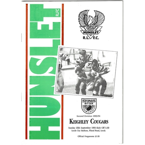 1993/94 Hunslet v Keighley Cougars Rugby League programme