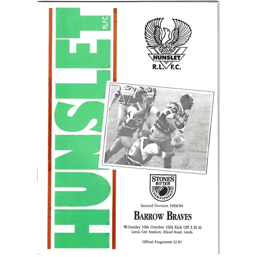 1993/94 Hunslet v Barrow Braves Rugby League programme