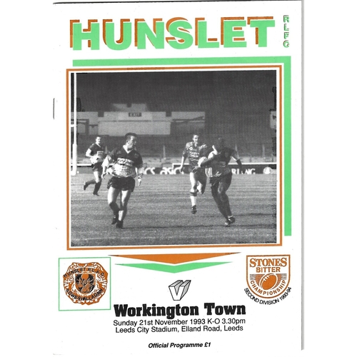 1993/94 Hunslet v Workington Town Rugby League programme