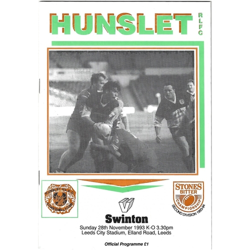 1993/94 Hunslet v Swinton Rugby League programme