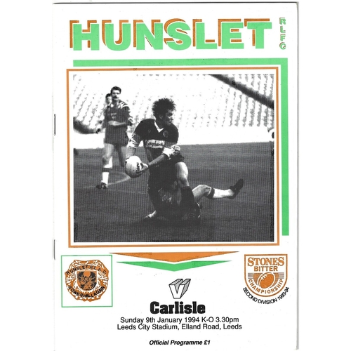 1993/94 Hunslet v Carlisle Rugby League programme