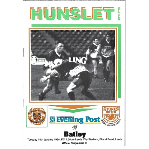 1993/94 Hunslet v Batley Rugby League programme