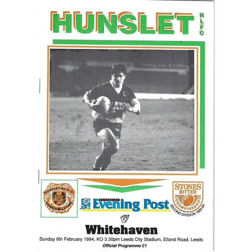 1993/94 Hunslet v Whitehaven Rugby League programme