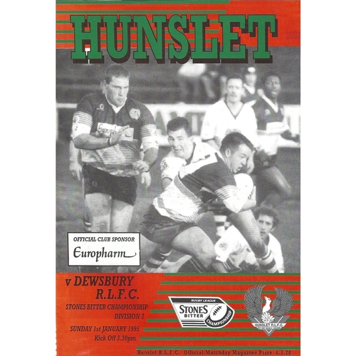 1994/95 Hunslet v Dewsbury Rugby League programme