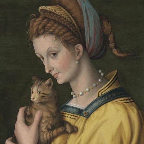 Portrait of a Young Lady Holding a Cat
