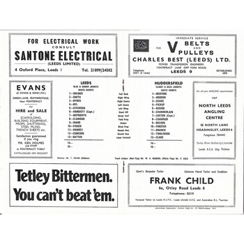 1972 Leeds v Huddersfield Yorkshire County Challenge Cup Semi Final Rugby League Programme