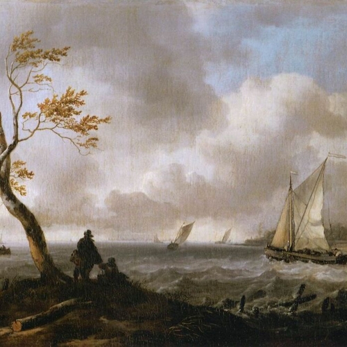 Fishing Boats and Coasting Vessel in Rough Weather