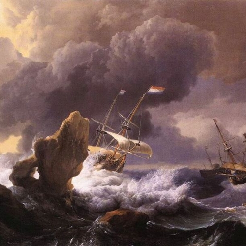 Ships in Distress off a Rocky Coast