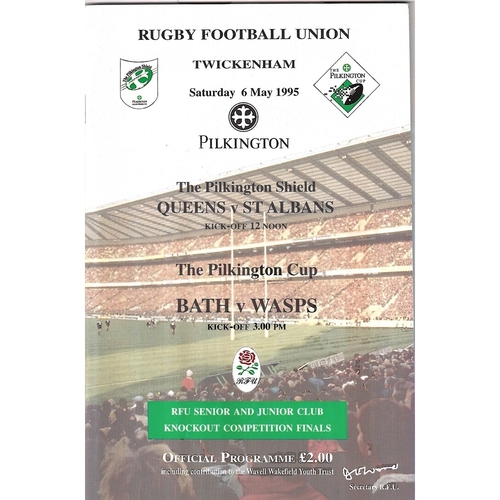 1995 Bath v Wasps Pilkington Cup Final Rugby Union Programme