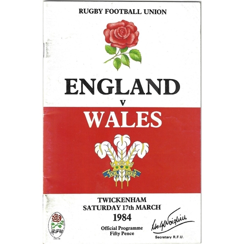 1984 England v Wales 5 Nations Rugby Union Programme