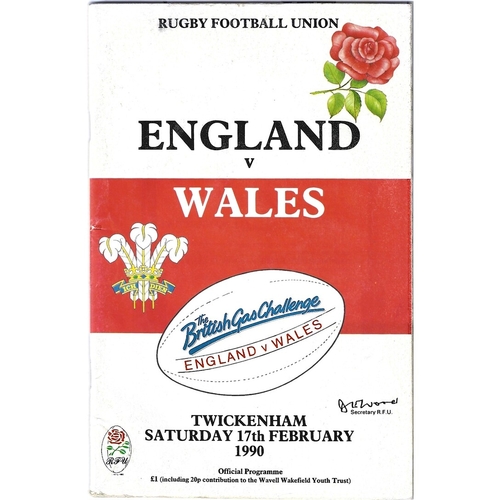 1990 England v Wales 5 Nations Rugby Union Programme