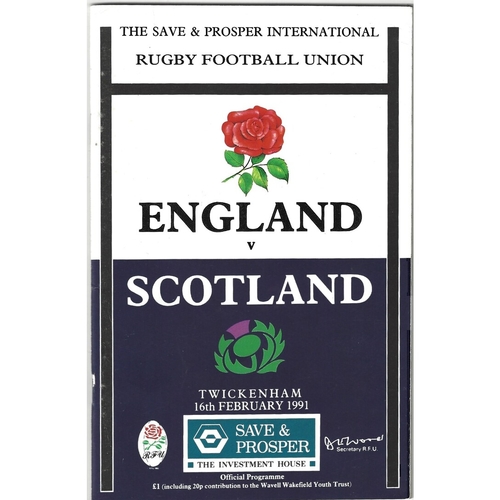 1991 England v Scotland 5 Nations Rugby Union Programme