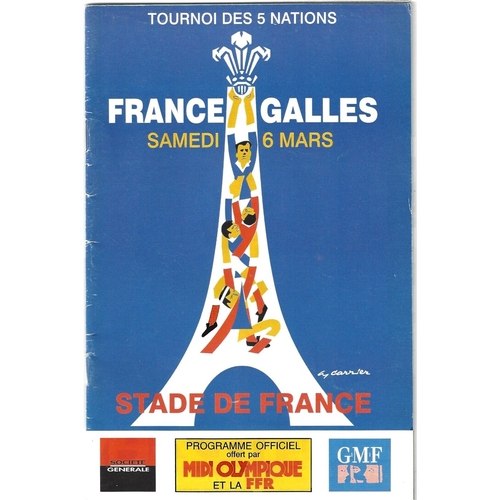 1999 France v Wales 5 Nations Rugby Union Programme