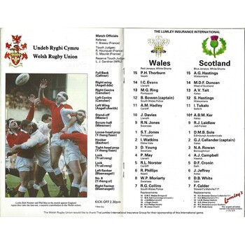 1988 Wales v Scotland 5 Nations Rugby Union Programme