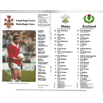1990 Wales v Scotland 5 Nations Rugby Union Programme