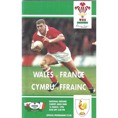 1996 Wales v France 5 Nations Rugby Union Programme