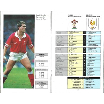 1996 Wales v France 5 Nations Rugby Union Programme