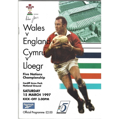 1997 Wales v England 5 Nations Rugby Union Programme