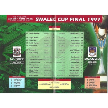 1997 Cardiff v Swansea SWALEC Cup Final Rugby Union Programme
