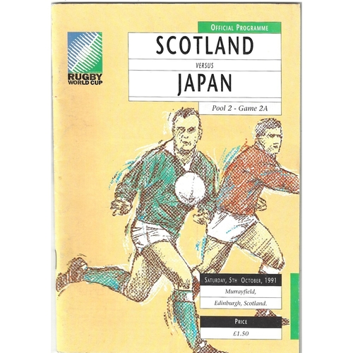 1991 Scotland v Japan Rugby World Cup Pool Game Rugby Union Programme