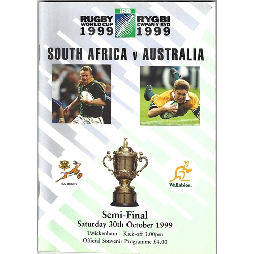 1999 South Africa v Australia Rugby World Cup Semi Final Rugby Union Programme