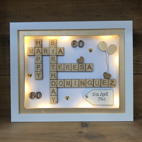 Birthday Scrabble Name Box Frame