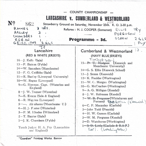 County Championship Rugby Union Programmes
