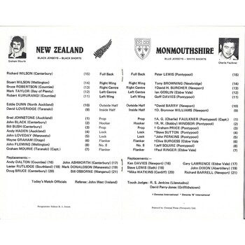 1978/79 Monmouthshire V New Zealand Tour Match Rugby Union programme