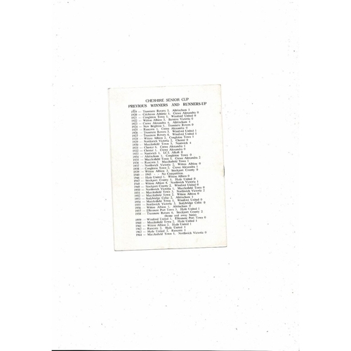 1964/65 Runcorn v Tranmere Rovers Cheshire Senior Cup Final Football Programme