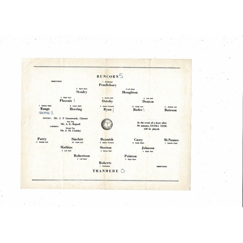 1967/68 Runcorn v Tranmere Cheshire Senior Cup Semi Final Football Programme