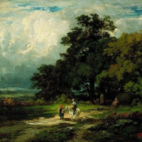 Untitled (Man on Horse with Woman and Dog)