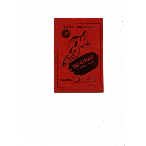 1951/52 Brentford v Swansea Football Programme
