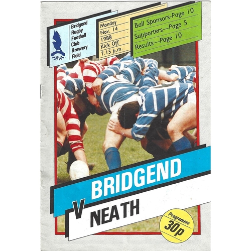 Bridgend Home Rugby Union Programmes