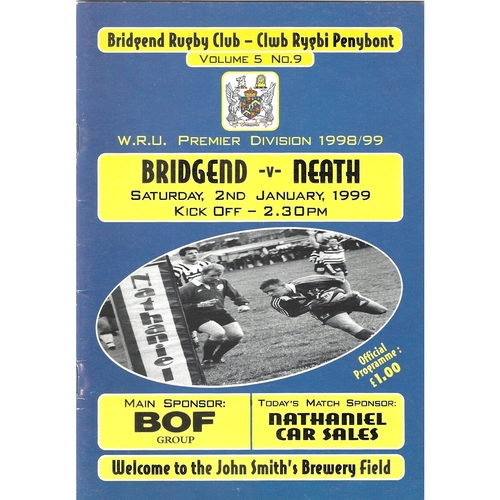 1998/99 Bridgend v Neath Rugby Union Programme
