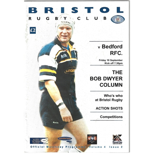 1999/00 Bristol v Bedford Rugby Union Programme