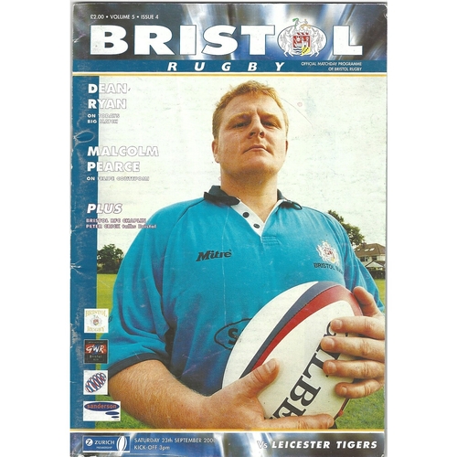 2000/01 Bristol v Leicester Tigers Rugby Union Programme