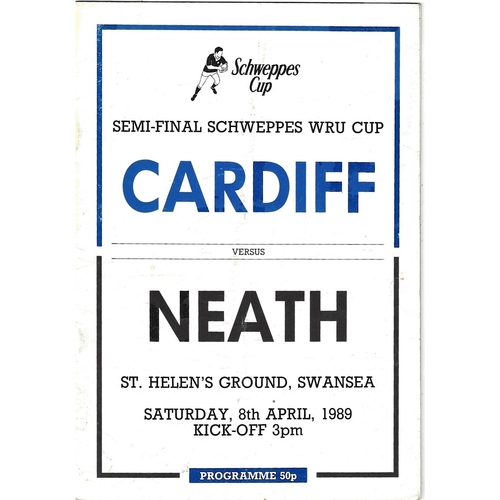 1988/89 Cardiff v Neath WRU Challenge Cup Semi Final Rugby Union Programme