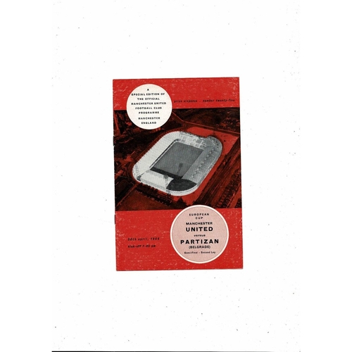 1965/66 Manchester United v Partizan European Cup Semi Final Football Programme
