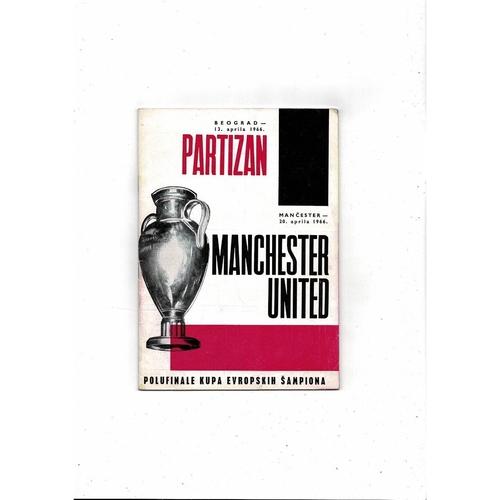 1965/66 Partizan v Manchester United European Cup Semi Final Football Programme